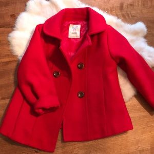 Red pea coat
